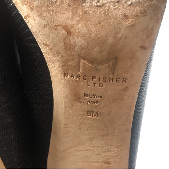 Marc Fisher Leather Black Point Toe Black Heels. Size 9. - Picture 8 of 9